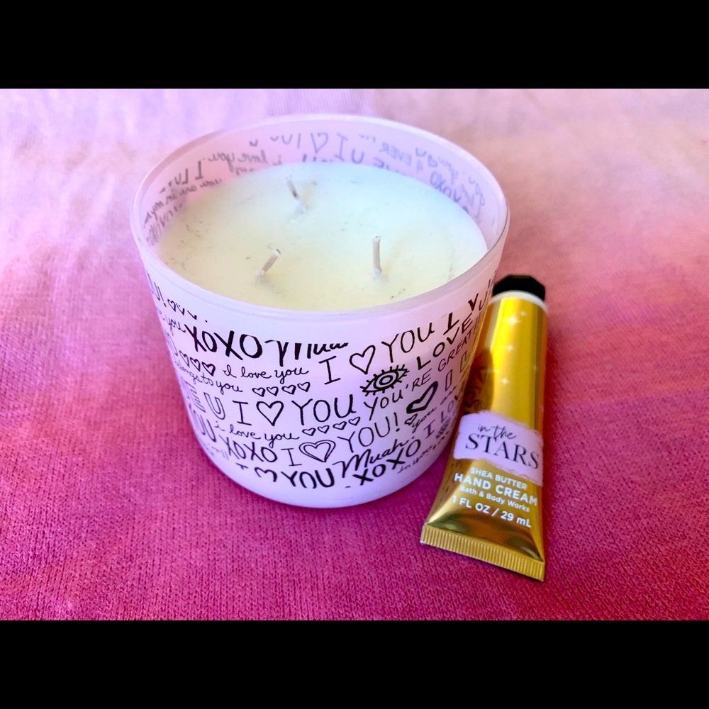 Bath & Body Works candle and hand cream